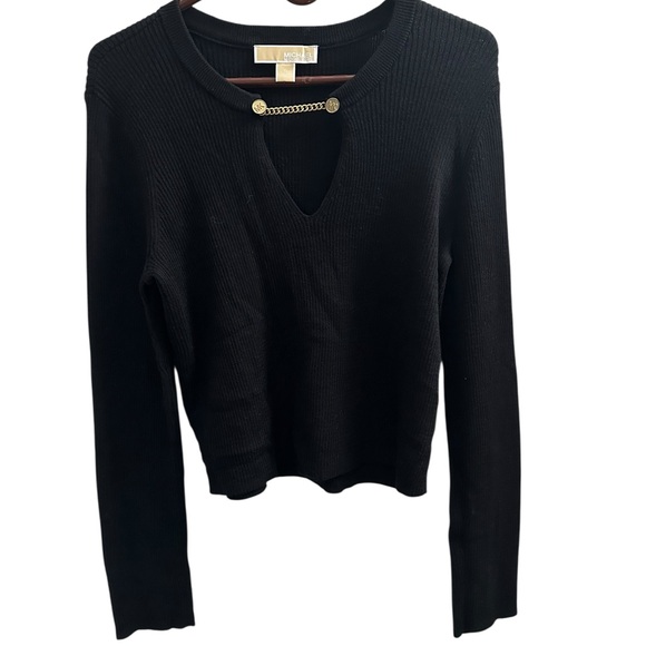 Michael Kors Sweaters - NWOT Michael Kors Ribbed knit Chain Cutout sweater . Size XL Black